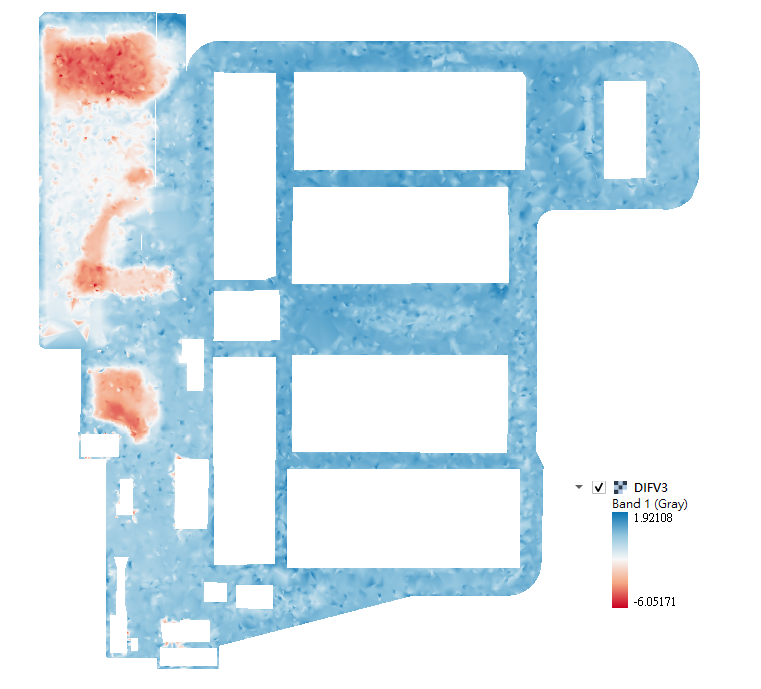Fig13. 高程差之DTM成果圖，有修改Symbology的顯示，比較好看一些。